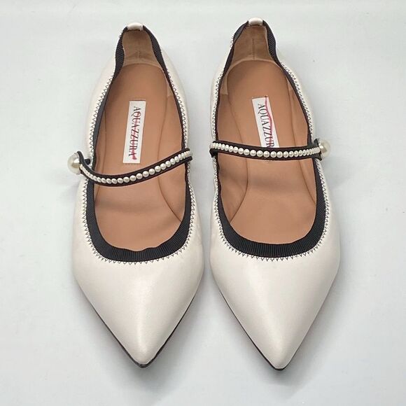 Aquazzura Romy Pearl-Embellished Flats size 38.5 - Picture 4 of 14